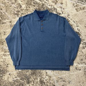 McKenzie Tribe Blue Polo Sweater Adult XL Pullover Preppy Classic 100% Cotton